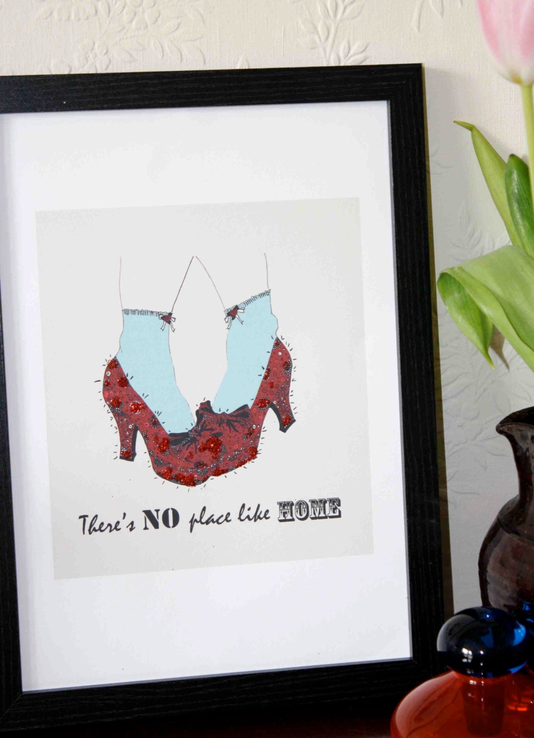 Retro Inspirational Quote Giclee Art Print - Vintage Typography Decor - A Customize -Framed- "There's no place like home" UK