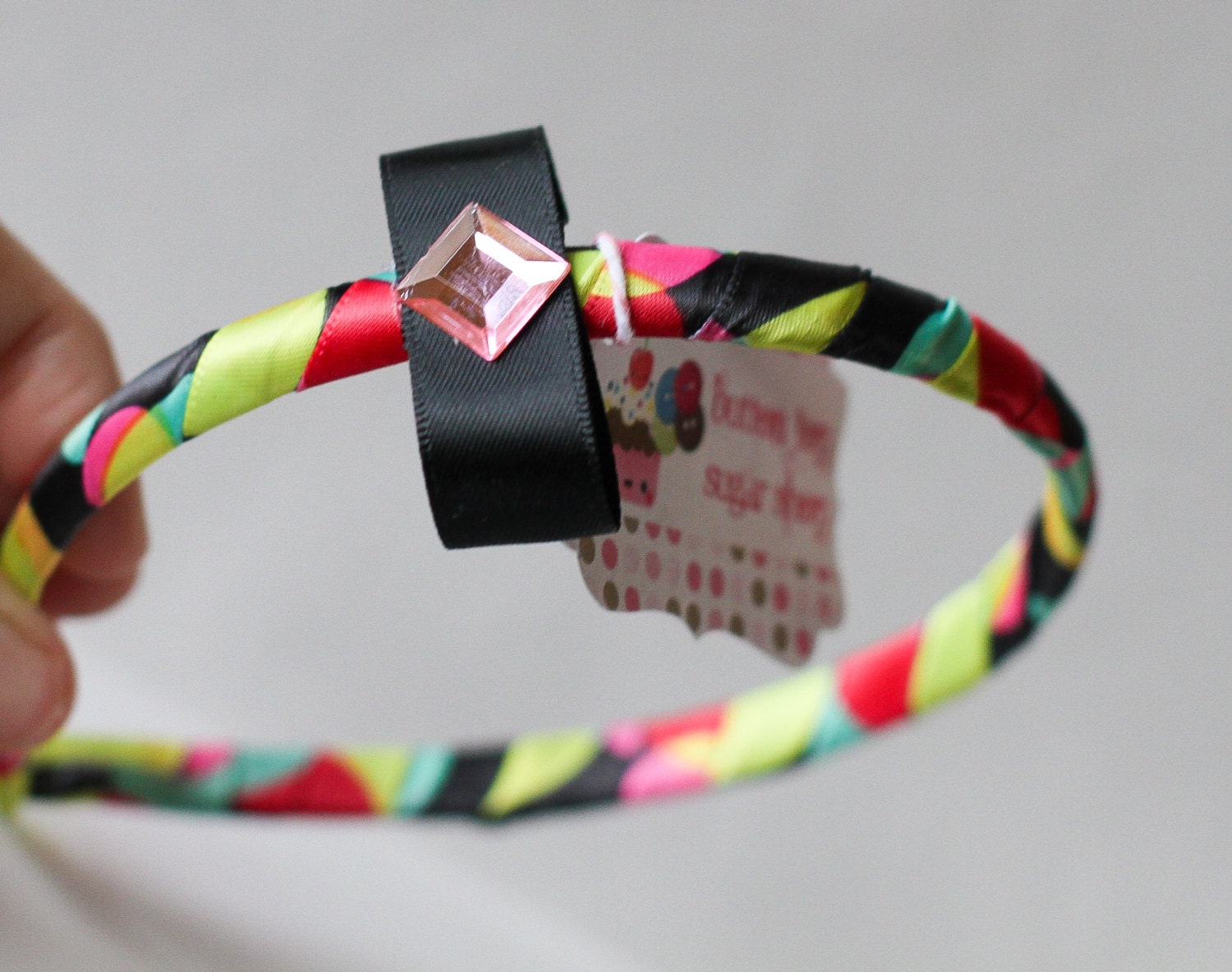 Geometric Pattern Bow Headband, Geometric Pattern Headband, Colorful Headband, Black Bow Headband