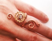 Steampunk Wire Wrapped Adjustable Copper Ring with Vintage Gear - Handmade Copper Ring - Copper Jewelry - wire wrapped ring handmade