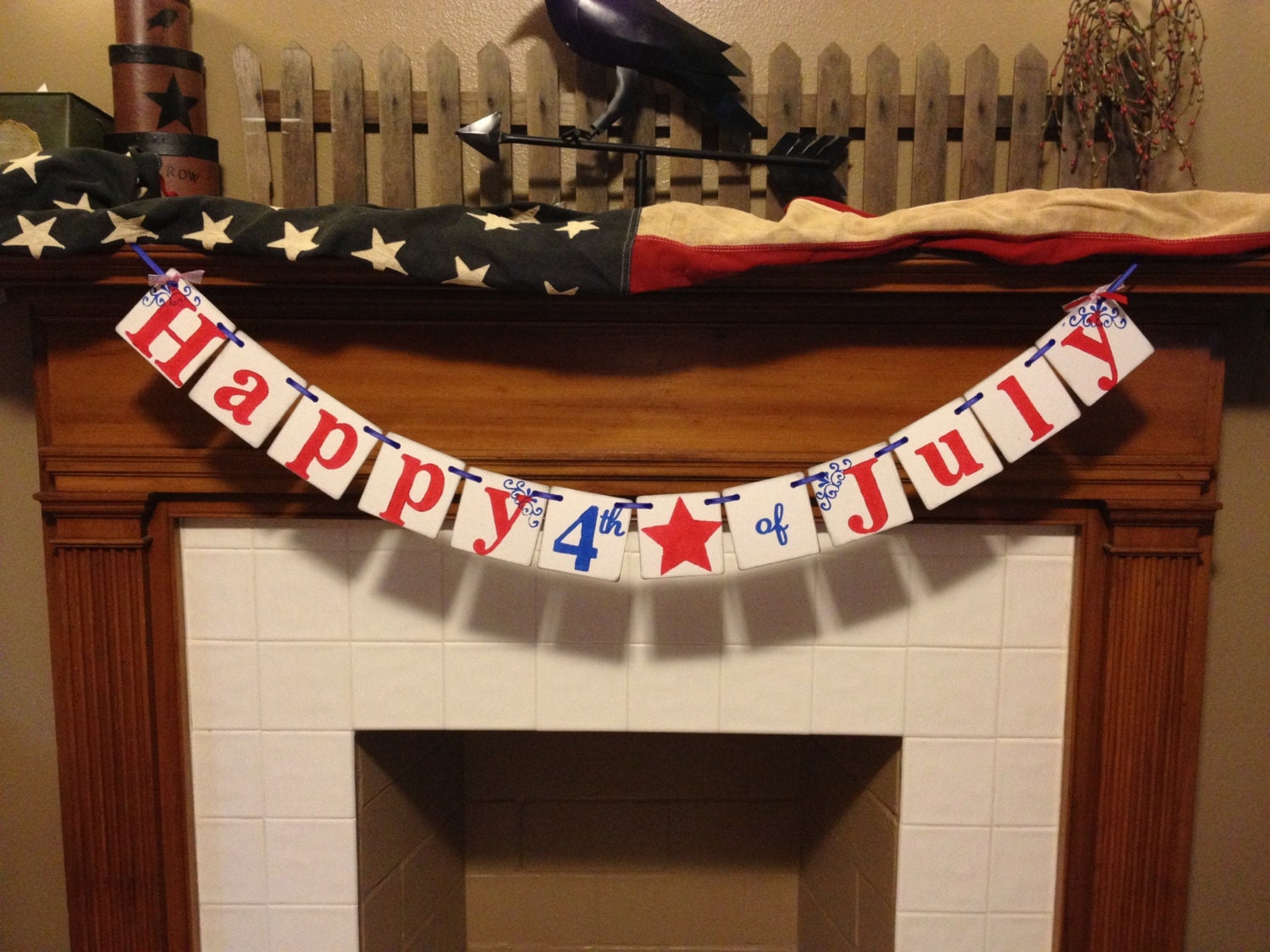 July 4th Decoration Happy 4th of July  banner July 4th Patriotic Banner  banner Photo prop Independence Day garland sign