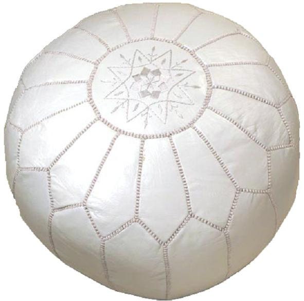 Set of 2 Moroccan Designer luxury Leather Poufs Hand Stitched and Embroidered