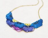 Lace Necklace - Handmade Necklace - Blue Necklace - Bib Necklace - Handcrafted Necklace - Statement Necklace - Hand Dyed Lace