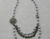 Something Blue Necklace / Rhinestone Bridal Necklace / OOAK Handmade Necklace / Blue Bead Necklace