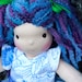 Waldorf Inspired Doll: 10 inch small Wee Belle Doll with Purple/Blue Curly Hair