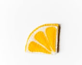 Felt lemon bookmark, yellow, white, summer