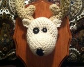 Handmade White/Bone Crocheted Deer Mount - Animal Friendly Taxidermy Trophies
