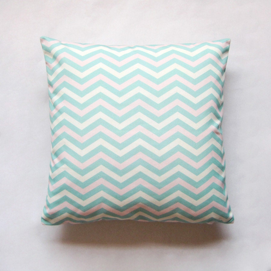 Mint Green Pastel Chevron Pillow Cover / by TheWhimsicallane