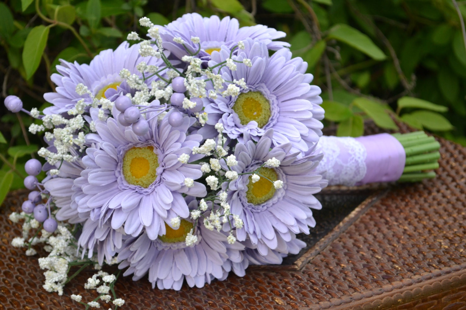 Gerbera Daisy Bridal Bouquet Silk Wedding Flowers By Mydaybouquet