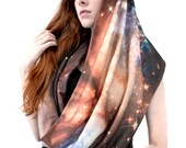 Supernova Galaxy Infinity Scarf, Organic Cotton Infinity Scarf.