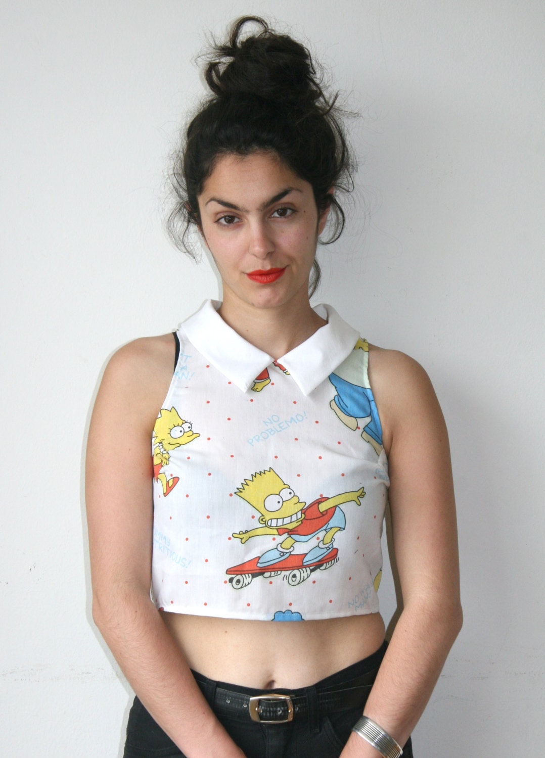Bart Simpson 90s Crop Top Shirt Blouse Sz XS S M