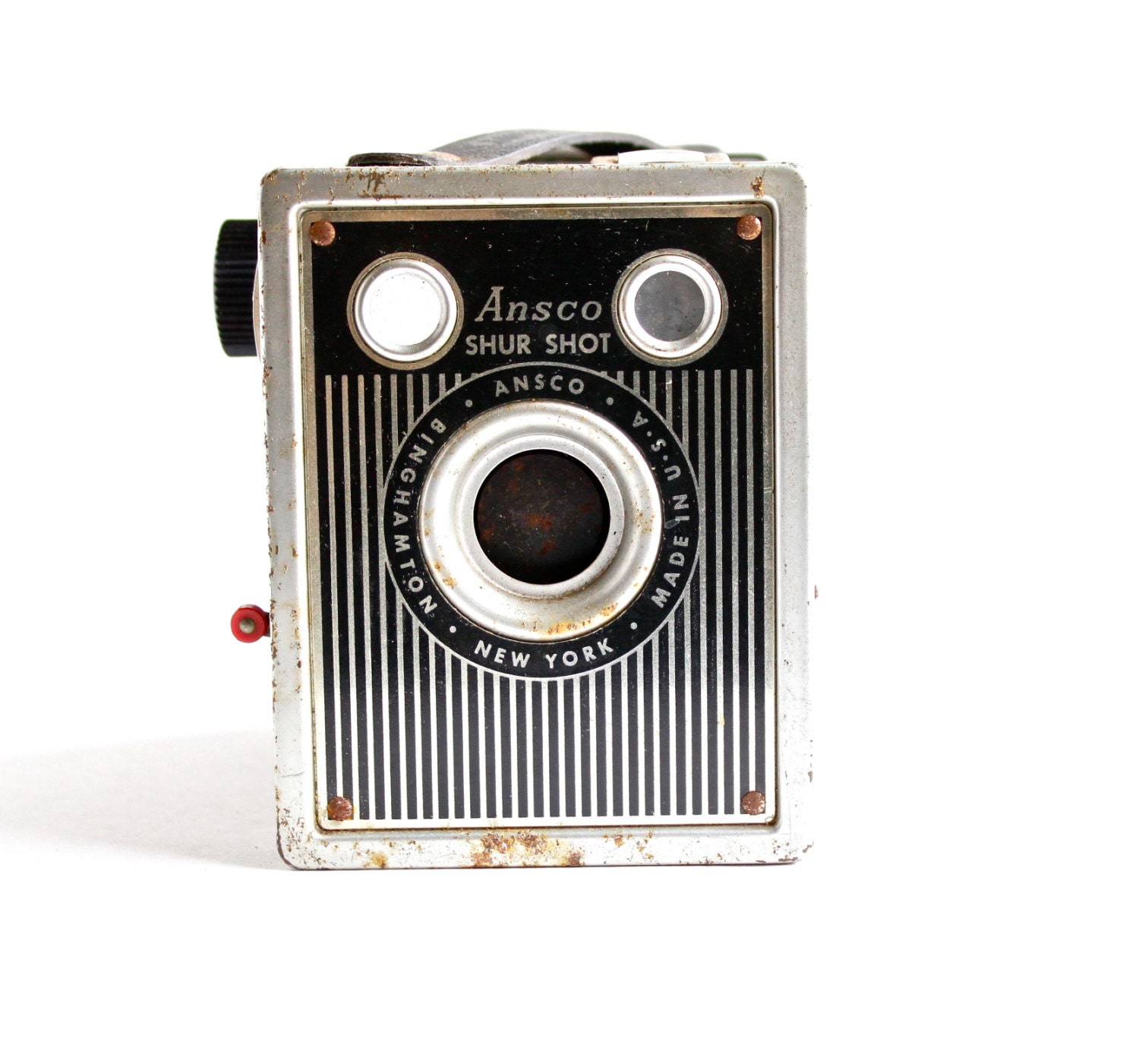 Vintage Ansco Shur Shot Camera - 1940s Black Box Photography / Pin Stripes