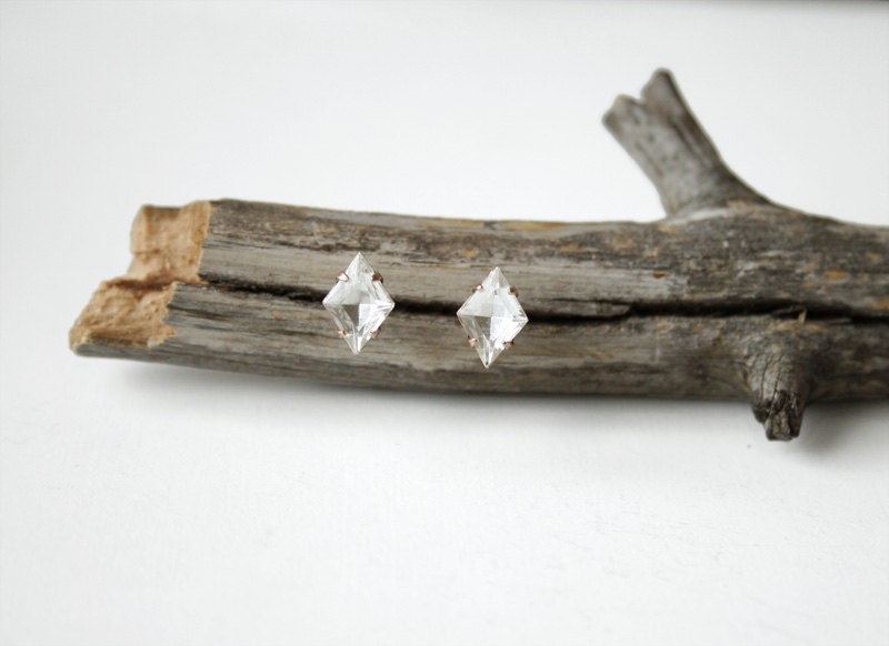 The Crystal Diamond stud earrings with sterling silver posts