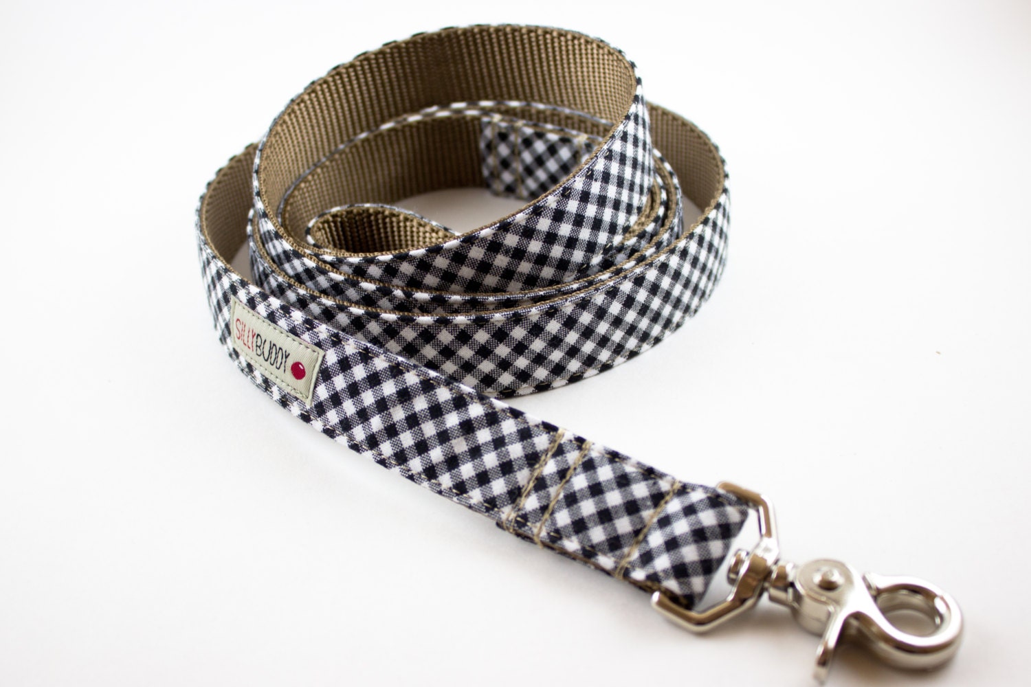 Black Gingham Dog Leash