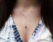 Cross and Infinity Lariat - Sterling Silver Infinity Cross Necklace . Faith Forever . Confirmation Gift