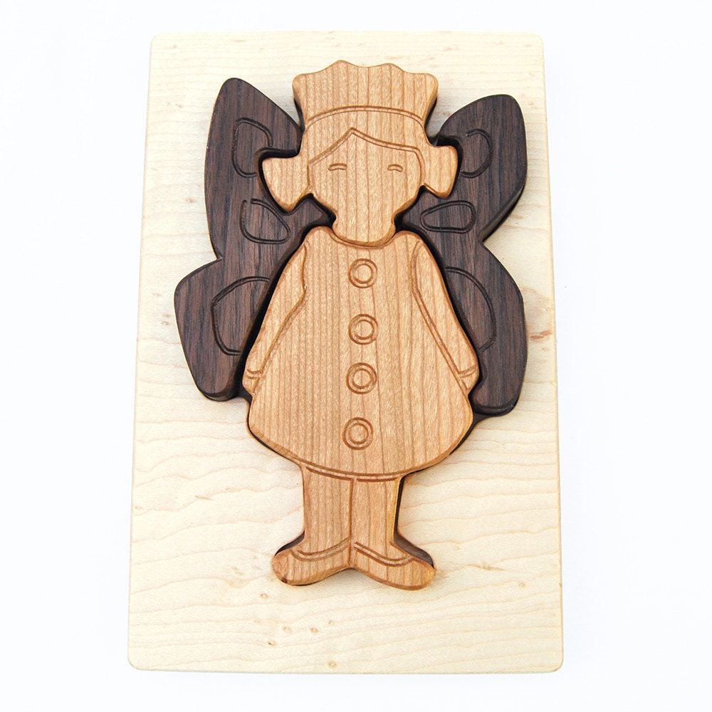 Fairy Princess Puzzle, organic chunky wood puzzle for babies and toddlers
