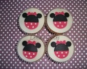 12 Minnie Mouse Birthday Party Cupcake Fondant Toppers,Minnie Mouse Cookie Fondant Toppers,Minnie Mouse Fondant,Minnie Mouse Edible Toppers