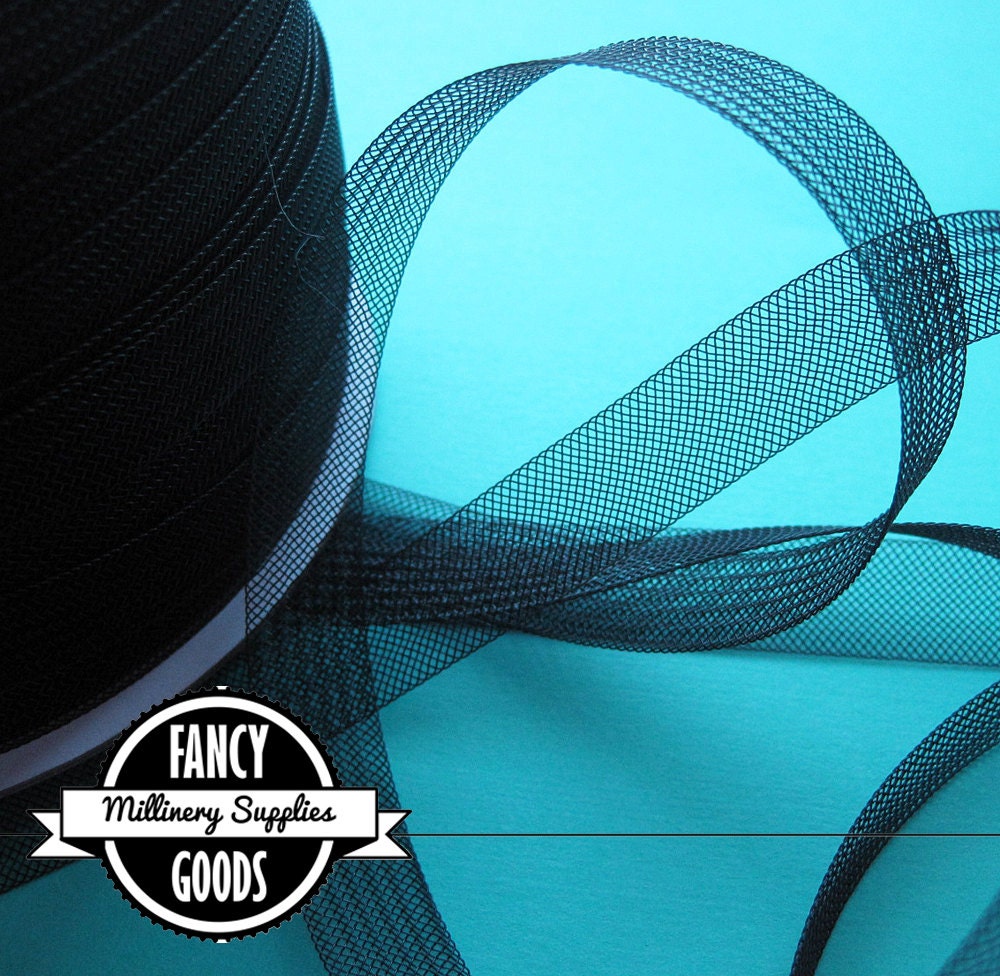 Black - Horsehair Braid - 1/2 Inch Wide - Millinery - Hat Making - Bows - 1 Yard