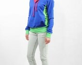 Blue pink sweatshirt, Urban sweatshirt, Cozy sweatshirt, Summer sweater, Extra long sleeves