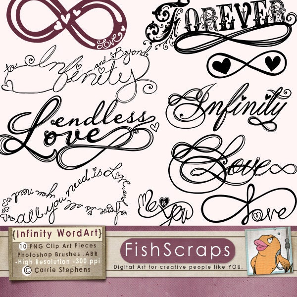 Infinity Clip Art - Photoshop Brush - Digital Stamps - Word Art Graphics - DIY Wedding Invitations - Hand Embroidery Patterns Il_570xn
