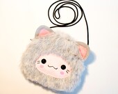 KITSUNE SHOULDER BAG - Grey Kawaii Fox Shoulder Bag Pouch