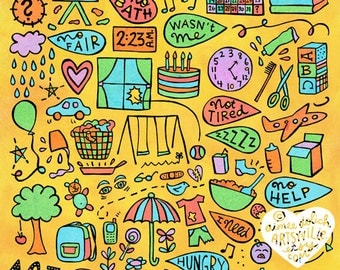 Life With the Little Ones (8x10 doodle print)