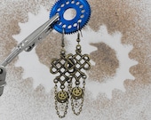 Antiqued Brass Steampunk Dangle Earrings - Tying Knots in Time by COGnitive Creations