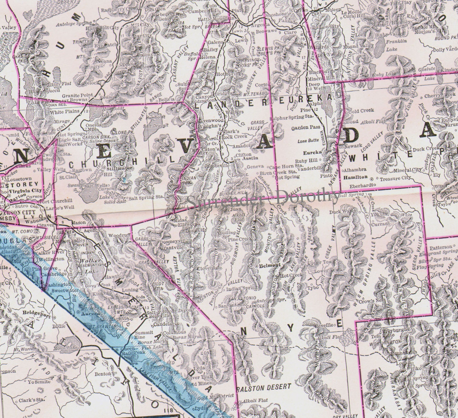 Nevada Map USA State Shoshone Indian by SurrenderDorothy on Etsy