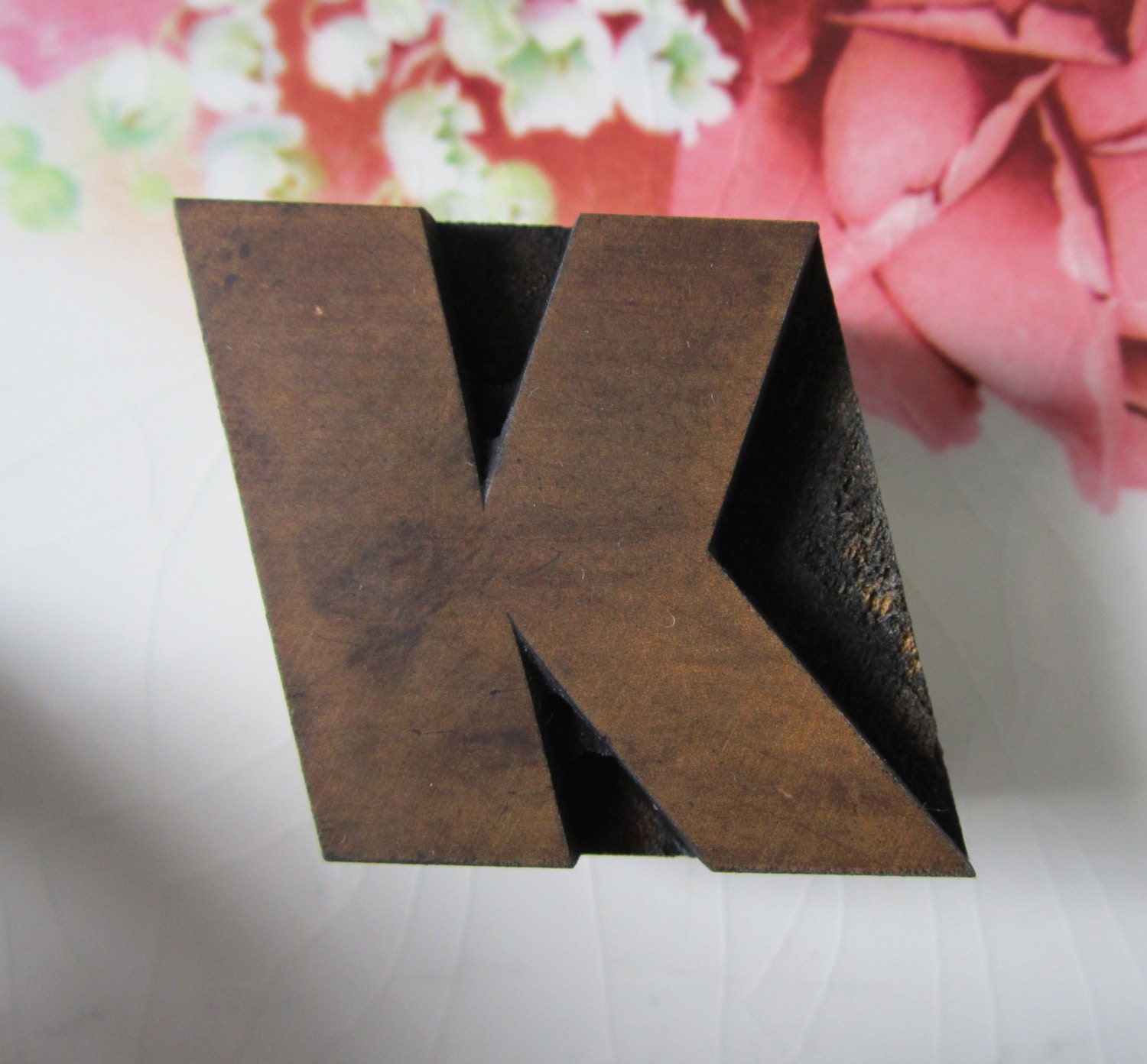 Antique Letterpress Wood Type Printers Block Letter Italic K