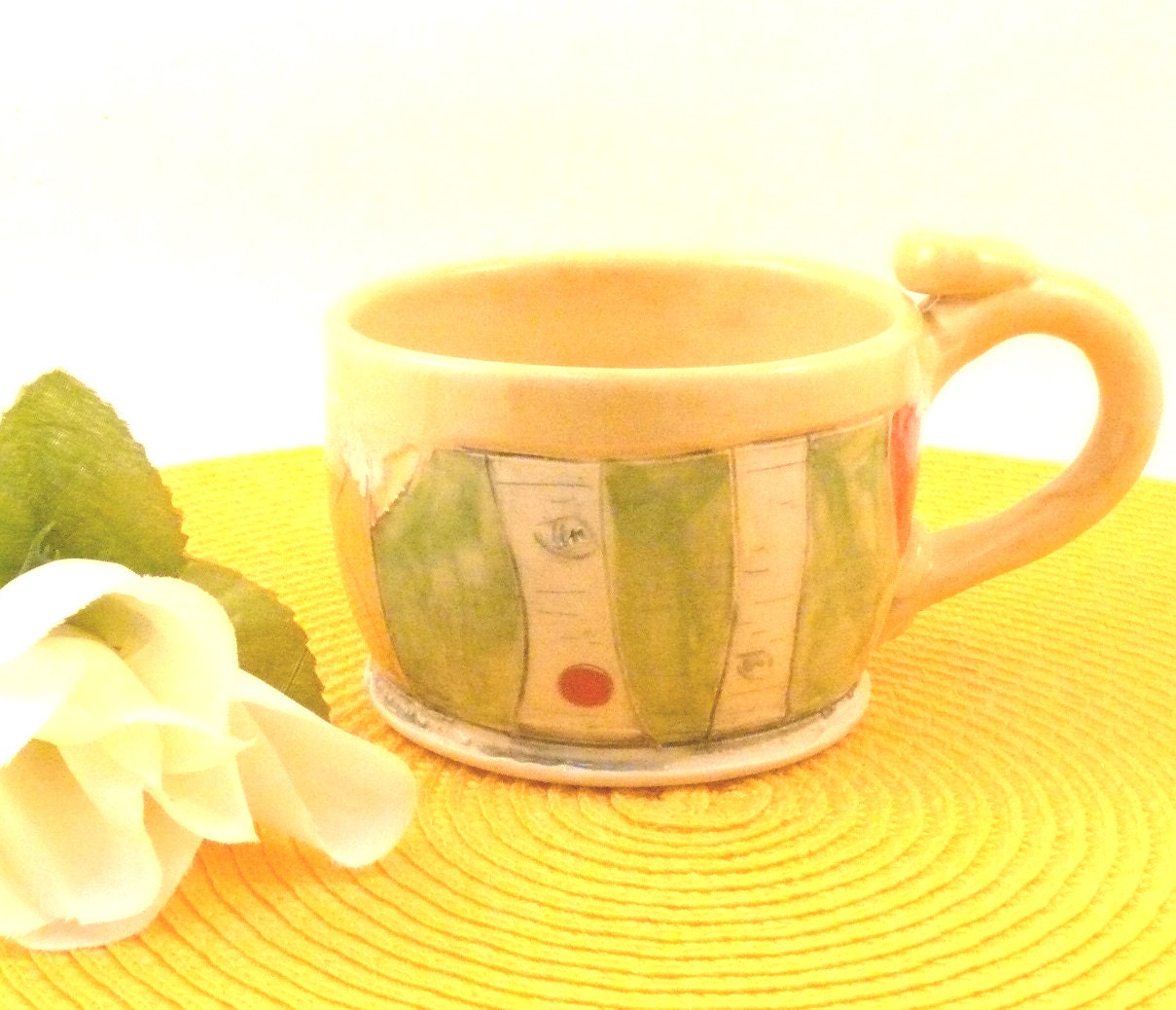 Pottery mug SC3 SHIPS TODAY Yellow coffee cup 10 ounce