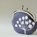 coin purse - white flower on gray