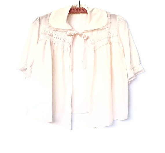 Pale Pink Cotton Bed Jacket by marybethhale on Etsy