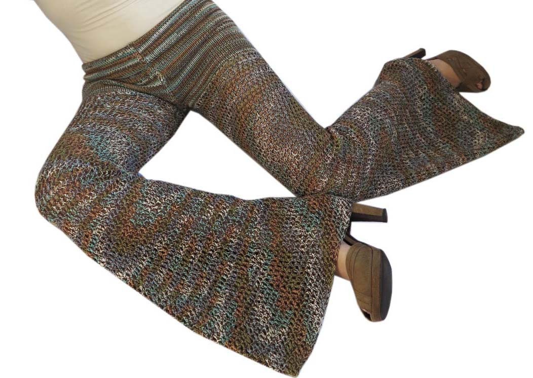 Reserved for Bianca - Desert Trail Cotton Crochet Pants / Bell Bottoms / Flared Leggings