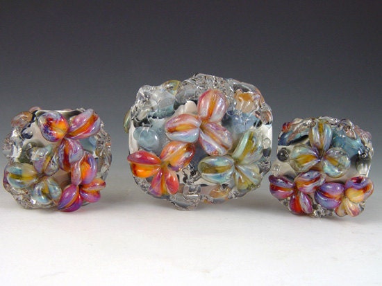 Leopard Dreams, 3 boro/borosilicate beads, Kristan Child, Redside Designs