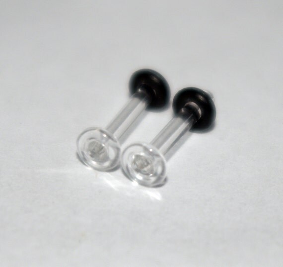 14g Clear ear plugs Pair BODY JEWELRY handmade new 14 by