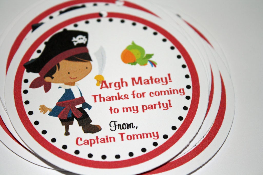 Pirate Favor Tags - BOY or GIRL - Personalized - Ahoy Matey Pirate Gift tags Il_570xn