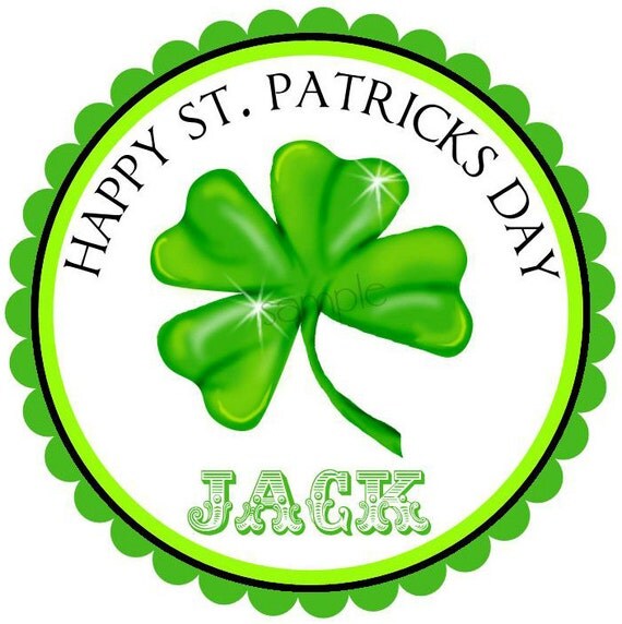 St. Patricks Day Stickers, Shamrock Stickers, Irish, favor labels, gift stickers, green, children, kids, set of 12 Il_570xn
