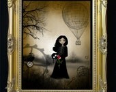 Dark Steampunk Goth Girl Art Print  --- Every Rose - 8 x 10 Inch - RusticGoth