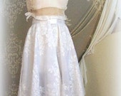 White Circle Skirt, JULIETTE,Easter, Rehersal Dinner, evening, Honeymoon,. roses, Prom, sheer,Bridal White - tamilyn
