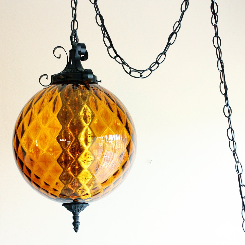 Vintage hanging light hanging lamp swag lamp by OldCottonwood