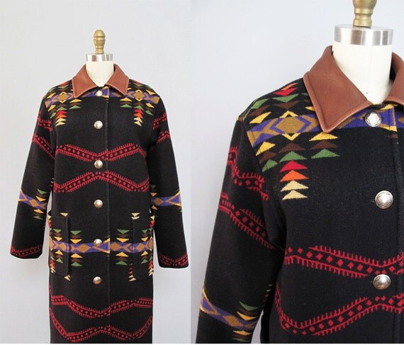 vintage PENDLETON wool blanket coat black S by secretlake on Etsy