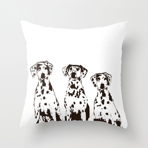 Dalmatian Dogs Throw Pillow 18 x 18 black and white by ialbert