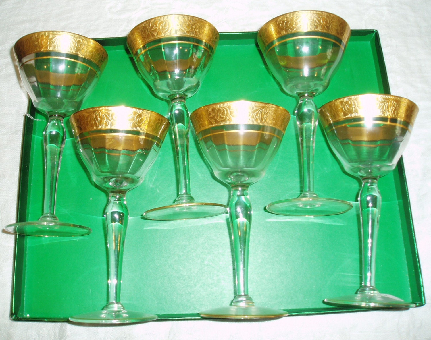 TIFFIN Glass RAMBLER ROSE Cordial Stem Glasses / Set by Shab2Chic