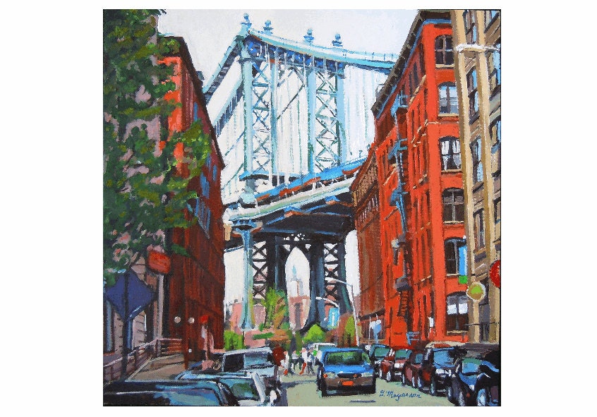 Manhattan Bridge, Dumbo Brooklyn Original Cityscape Painting by Gwen Meyerson