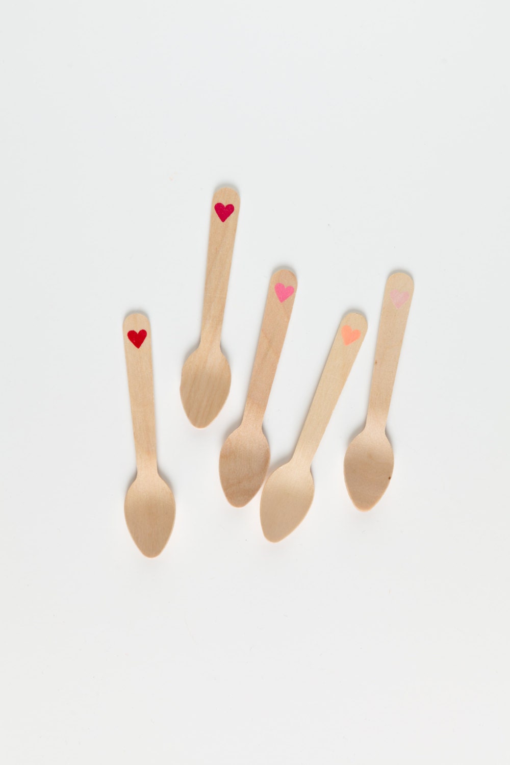 Valentine's Heart Ombre - 20 Wooden Ice Cream Spoons - Great Alternative To Plastic Utensils Il_570xn