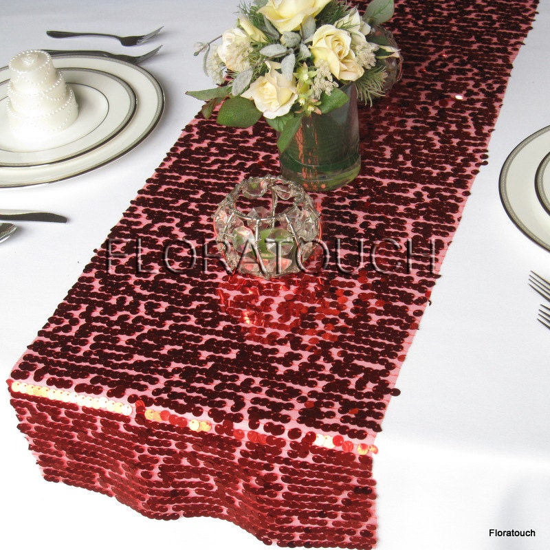 runner Table table  no Wedding floratouch Runner Sequin by Table Runners overhang Red