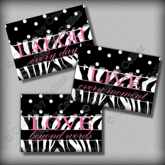 Items similar to Pink Zebra Print LIVE LOVE LAUGH Quote Art Girl Room