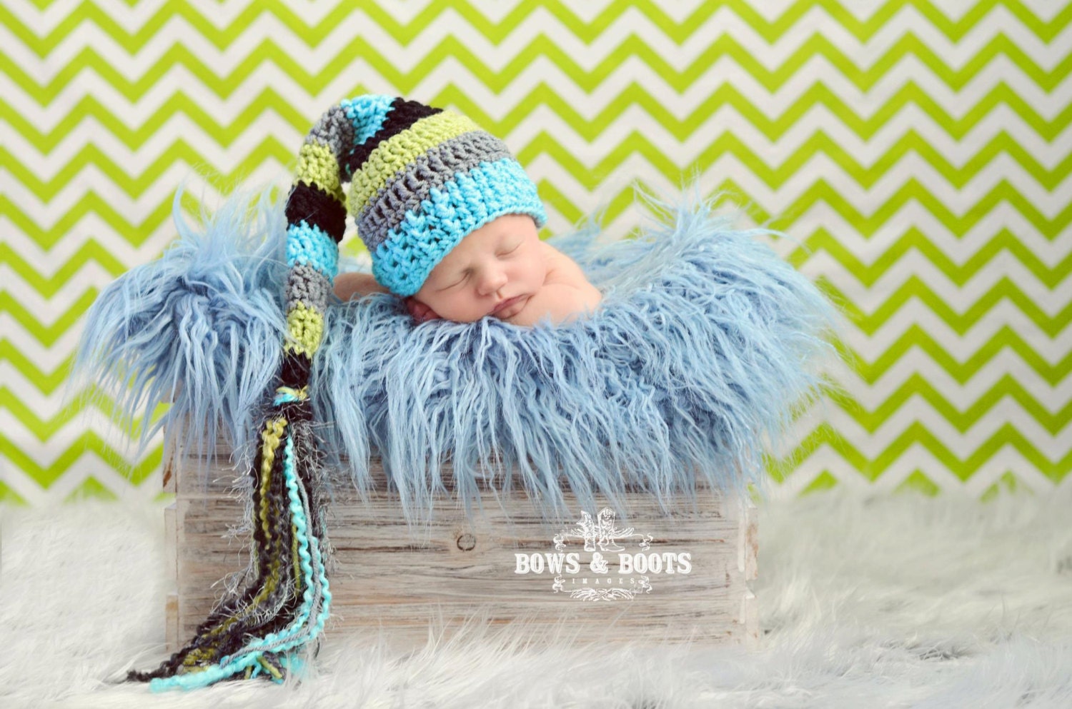Ice Blue Water Artificial Faux Fur Photography Props Blanket, Basket Stuffer - Newborn Photo Props, Baby Boy Prop, Long Fake Fur 20" x 33.5"
