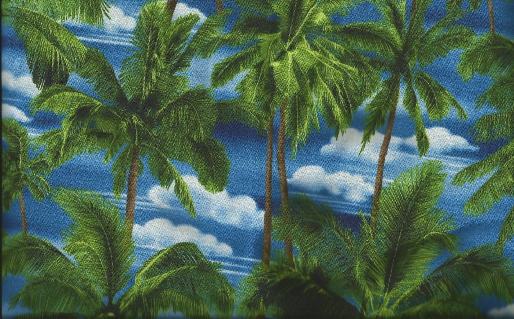Palm Tree Cotton Fabric Sold by The Yard by RomasMaison on Etsy