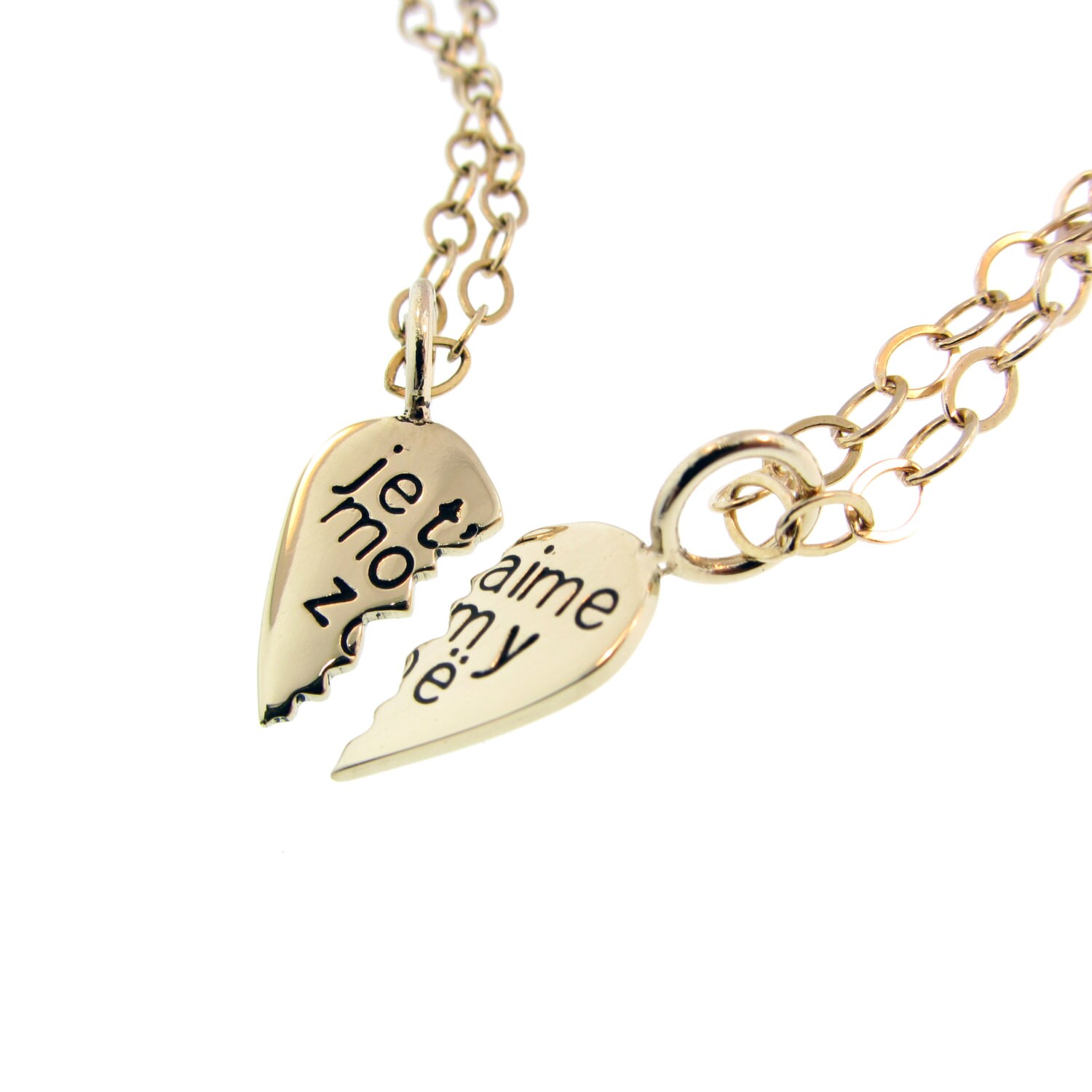 Solid Gold Jewelry Heart Mother Daughter by MetalPressions on Etsy