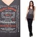 Harley Davidson Shirt Faded Tshirt 80s 90s Black V Neck Cut Off Tank Top 50/50 Indie Biker Chick Hipster Women Extra Small Medium XS